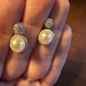 Elegant Pearl and Silver Earrings